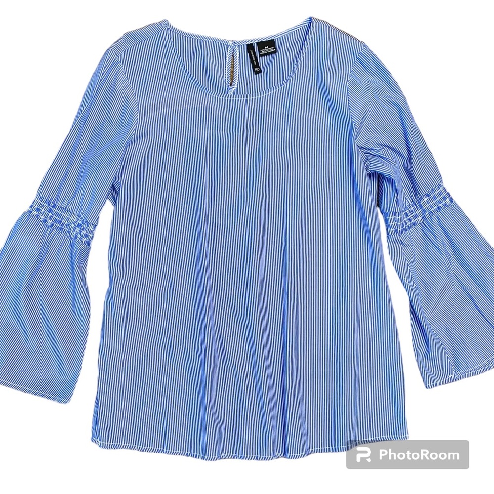 New Directions Women’s Striped Bell Sleeve Top